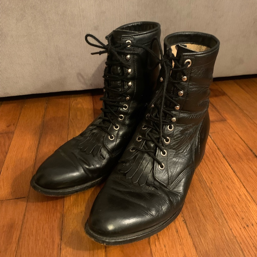 Vintage Justin roper black leather boots